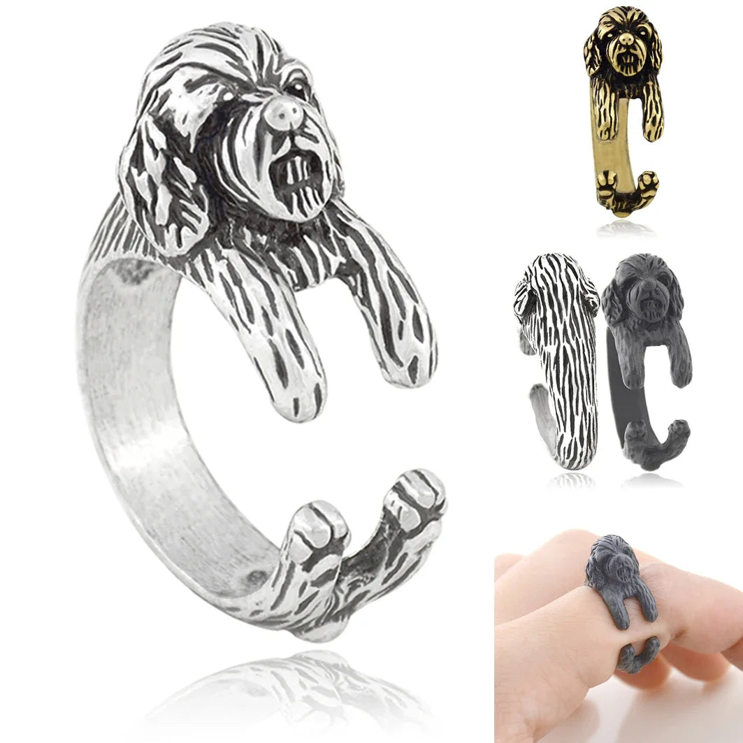 5 Style Basset Hound & Shih Tzu & Golden Retriever & Cocker Spaniel & Labradoodle Dog Ring for Women Dog Lover Pet Ring Jewelry