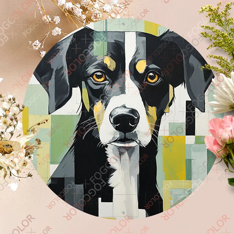 1pc 8x8inch(20x20cm) Round Aluminum Sign Basset Hound Wall Art Decor Tin Sign For Living Room Bedroom And Office Home Kitchen
