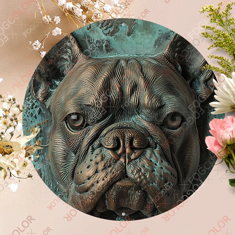 1pc 8x8inch(20x20cm) Round Aluminum Sign Basset Hound Wall Art Decor Tin Sign For Living Room Bedroom And Office Home Kitchen