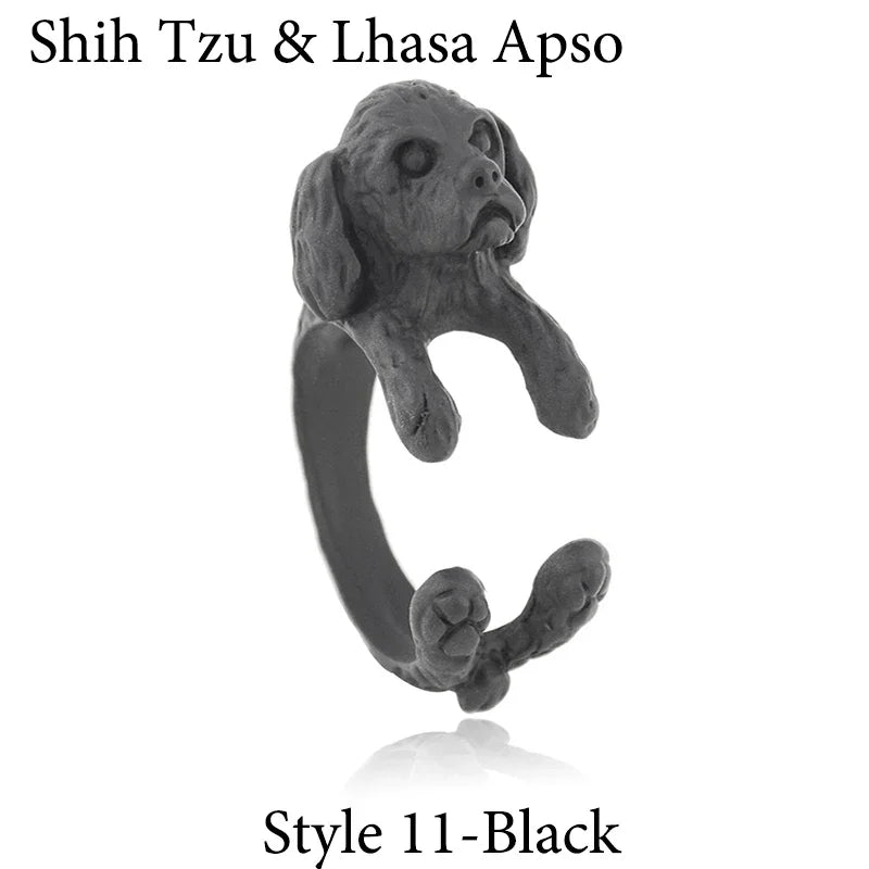 5 Style Basset Hound & Shih Tzu & Golden Retriever & Cocker Spaniel & Labradoodle Dog Ring for Women Dog Lover Pet Ring Jewelry