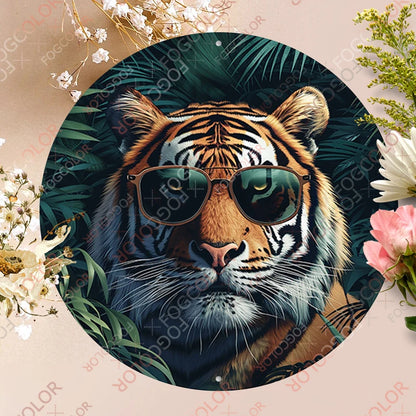 1pc 8x8inch(20x20cm) Round Aluminum Sign Basset Hound Wall Art Decor Tin Sign For Living Room Bedroom And Office Home Kitchen