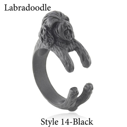 5 Style Basset Hound & Shih Tzu & Golden Retriever & Cocker Spaniel  & Labradoodle Dog Ring for Women Dog Lover Pet Ring Jewelry