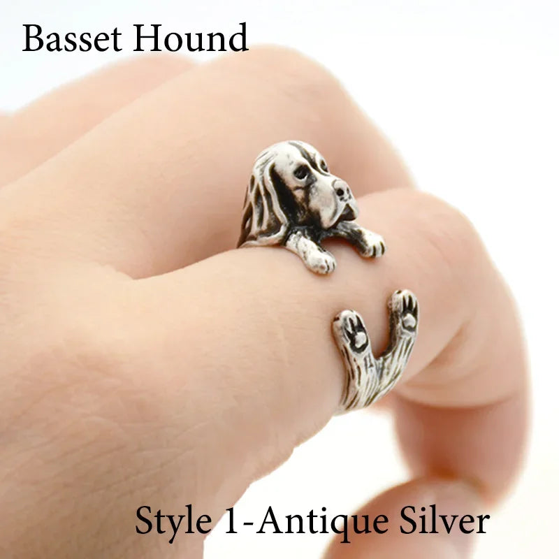 5 Style Basset Hound & Shih Tzu & Golden Retriever & Cocker Spaniel  & Labradoodle Dog Ring for Women Dog Lover Pet Ring Jewelry