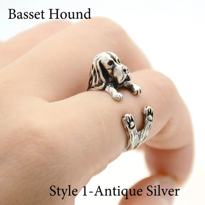 5 Style Basset Hound & Shih Tzu & Golden Retriever & Cocker Spaniel  & Labradoodle Dog Ring for Women Dog Lover Pet Ring Jewelry