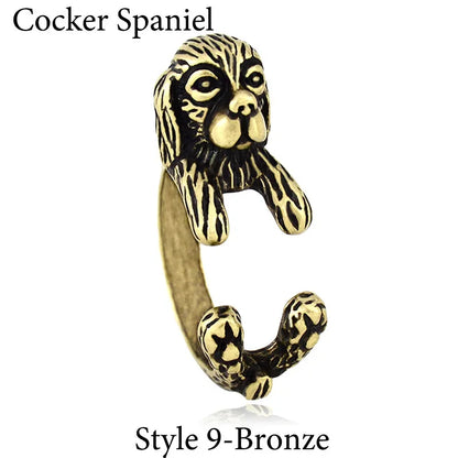 5 Style Basset Hound & Shih Tzu & Golden Retriever & Cocker Spaniel  & Labradoodle Dog Ring for Women Dog Lover Pet Ring Jewelry