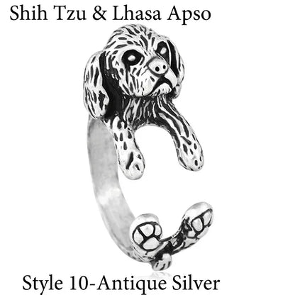 5 Style Basset Hound & Shih Tzu & Golden Retriever & Cocker Spaniel  & Labradoodle Dog Ring for Women Dog Lover Pet Ring Jewelry