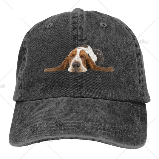 Denim Cap Basset Hound Dog Sleep