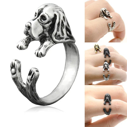 5 Style Basset Hound & Shih Tzu & Golden Retriever & Cocker Spaniel  & Labradoodle Dog Ring for Women Dog Lover Pet Ring Jewelry