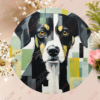 1pc 8x8inch(20x20cm) Round Aluminum Sign Basset Hound Wall Art Decor Tin Sign For Living Room Bedroom And Office Home Kitchen