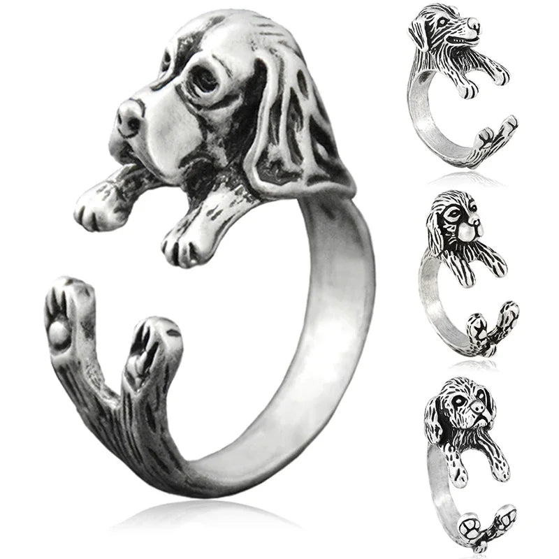 5 Style Basset Hound & Shih Tzu & Golden Retriever & Cocker Spaniel  & Labradoodle Dog Ring for Women Dog Lover Pet Ring Jewelry