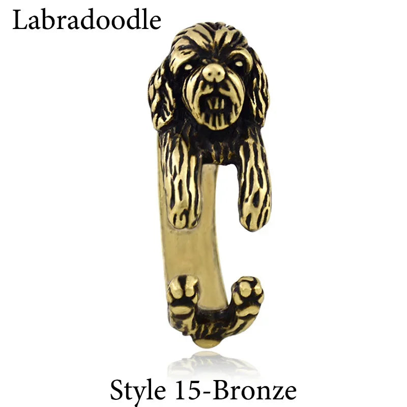 5 Style Basset Hound & Shih Tzu & Golden Retriever & Cocker Spaniel  & Labradoodle Dog Ring for Women Dog Lover Pet Ring Jewelry
