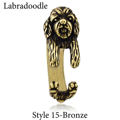5 Style Basset Hound & Shih Tzu & Golden Retriever & Cocker Spaniel  & Labradoodle Dog Ring for Women Dog Lover Pet Ring Jewelry