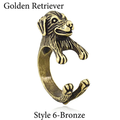 5 Style Basset Hound & Shih Tzu & Golden Retriever & Cocker Spaniel  & Labradoodle Dog Ring for Women Dog Lover Pet Ring Jewelry