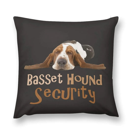 Funny Basset Hound Security Design Throw Pillow Pillow Cover luxury throw pillow covers christmas pillowcases