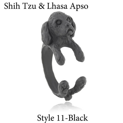 5 Style Basset Hound & Shih Tzu & Golden Retriever & Cocker Spaniel  & Labradoodle Dog Ring for Women Dog Lover Pet Ring Jewelry