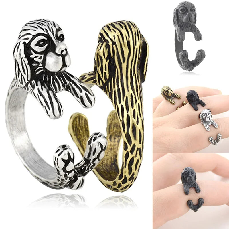 5 Style Basset Hound & Shih Tzu & Golden Retriever & Cocker Spaniel  & Labradoodle Dog Ring for Women Dog Lover Pet Ring Jewelry