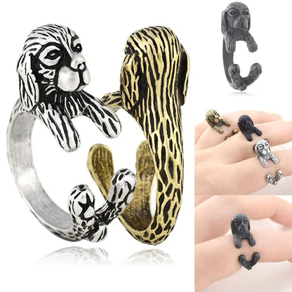 5 Style Basset Hound & Shih Tzu & Golden Retriever & Cocker Spaniel  & Labradoodle Dog Ring for Women Dog Lover Pet Ring Jewelry
