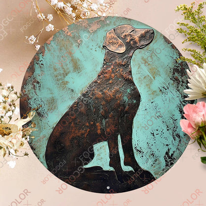 1pc 8x8inch(20x20cm) Round Aluminum Sign Basset Hound Wall Art Decor Tin Sign For Living Room Bedroom And Office Home Kitchen