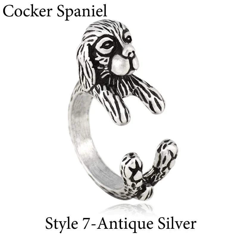 5 Style Basset Hound & Shih Tzu & Golden Retriever & Cocker Spaniel  & Labradoodle Dog Ring for Women Dog Lover Pet Ring Jewelry