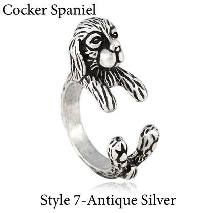 5 Style Basset Hound & Shih Tzu & Golden Retriever & Cocker Spaniel  & Labradoodle Dog Ring for Women Dog Lover Pet Ring Jewelry
